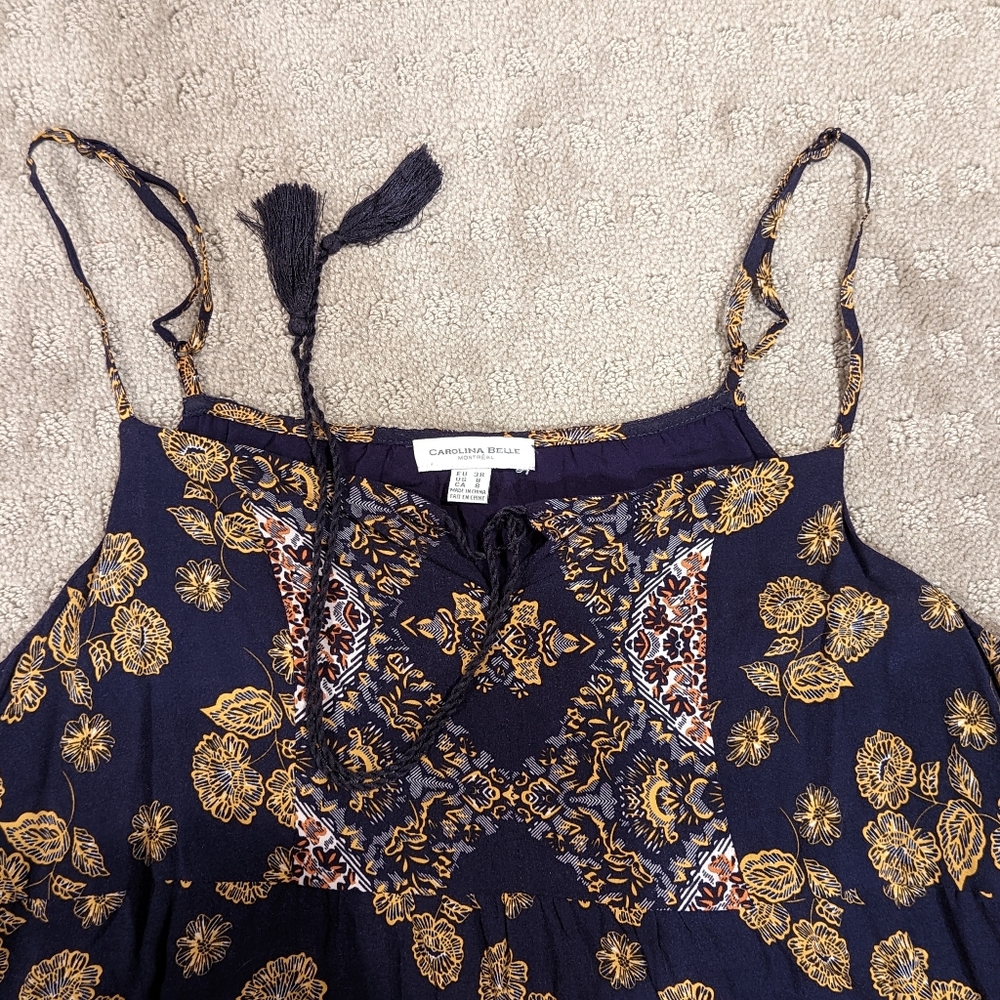 Carolina Belle Montreal Floral Sleeveless Dress Size 8 Navy Yellow - Picture 7 of 12